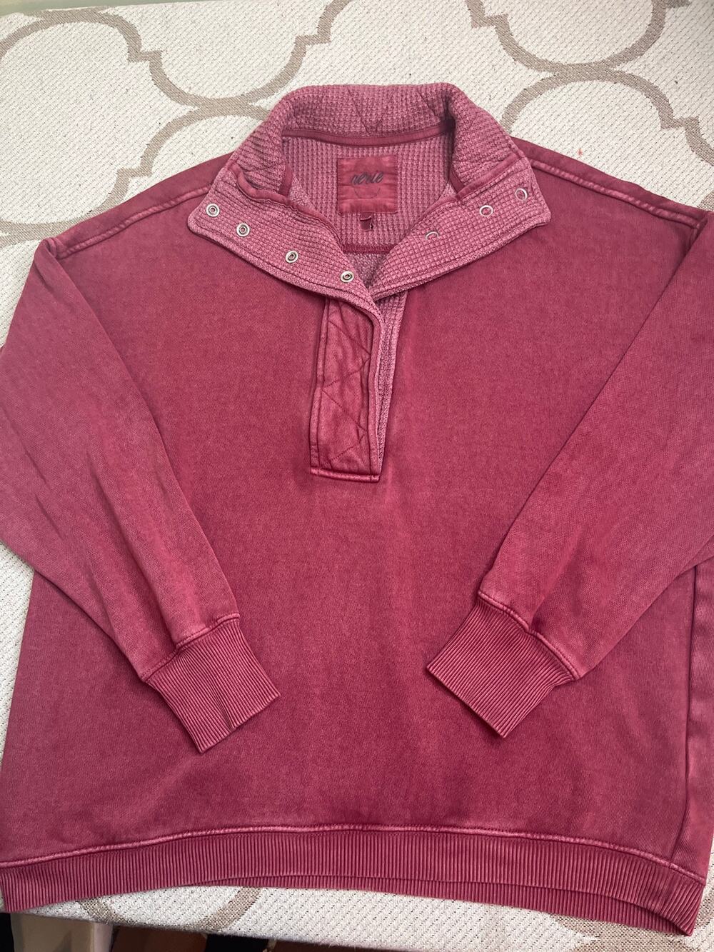 Aerie Oh Snap! Quarter-Snap Sweatshirt — Berry — Size XS